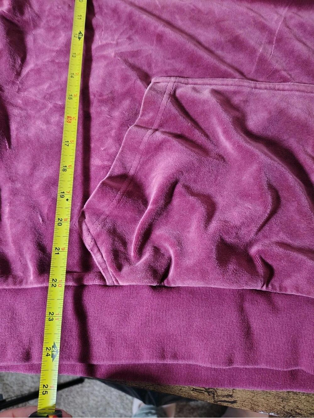 Adidas Velvet Hoodie Sz M Maroon Purple  Embroidery Activewear Zipper Y2k Unisex - Picture 8 of 9